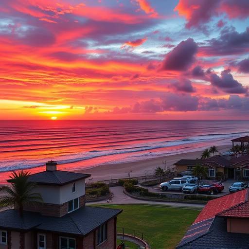 Coastal Haven beachfront property with a stunning sunset view