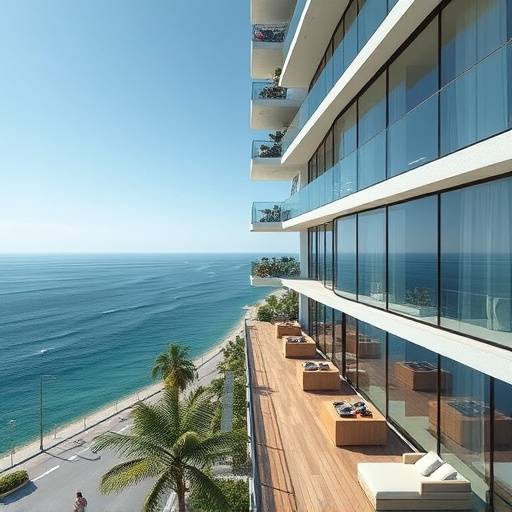 Exterior view of the luxury ocean view apartment building