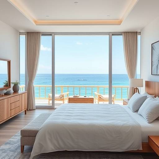 Spacious bedroom with a king-size bed and ocean view